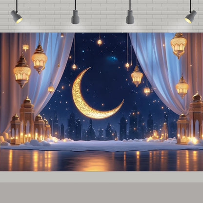 Arabic Aladdin Muslim Gold Mosque Background Fabric Princess Birthday Party Gift Photography Prop Decoration Banner Girl Poster