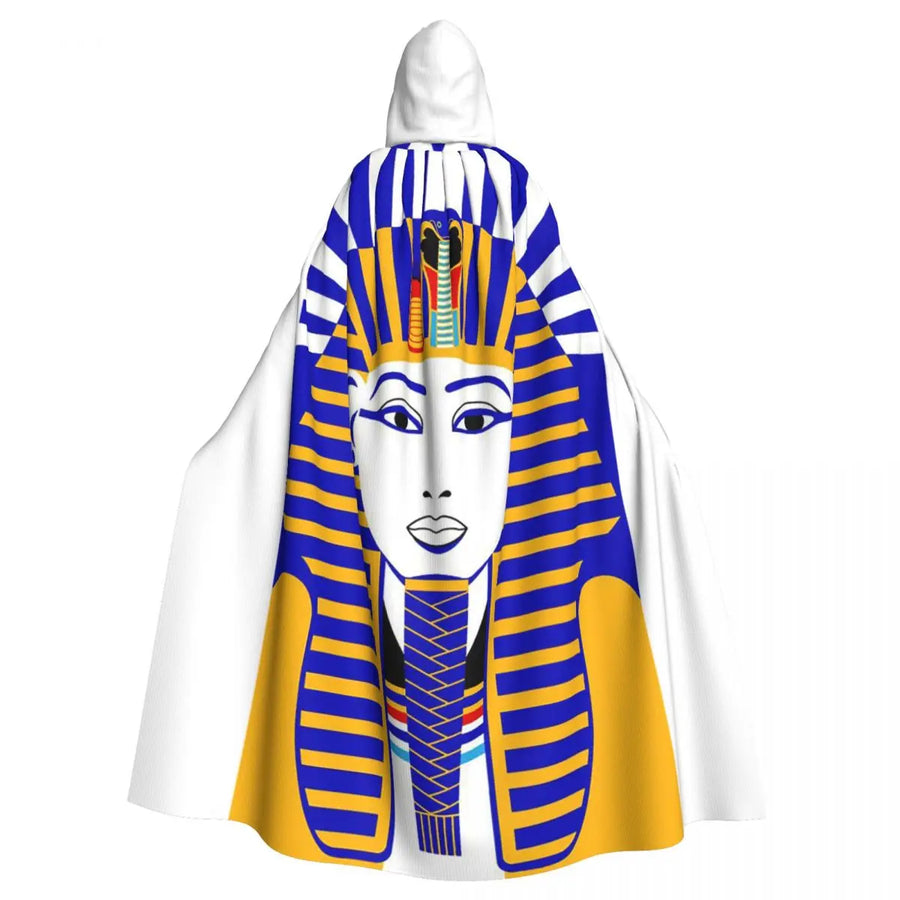 Pharaoh Golden Crown Hooded Cape – Egyptian Cosplay Cloak for Adults