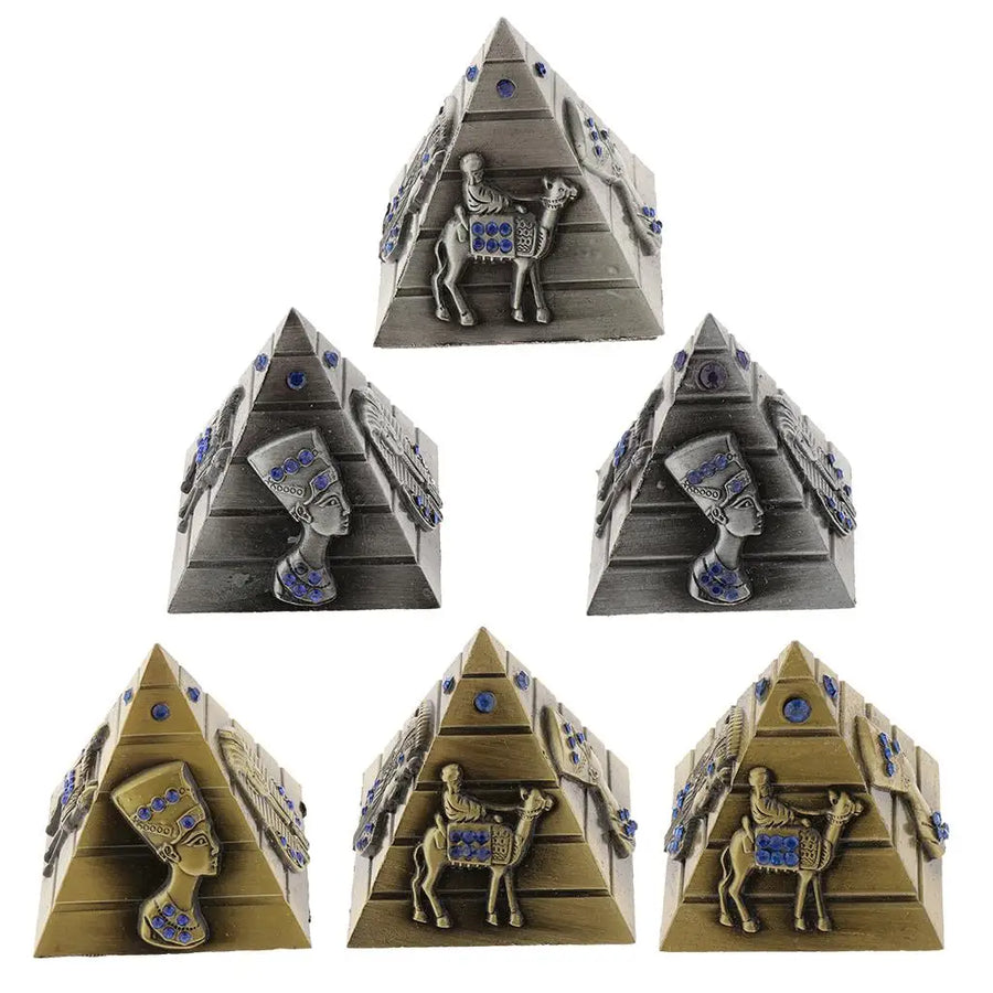 Vintage Metal Pyramid Model – Egyptian Architecture Statue for Desk & Home Decor