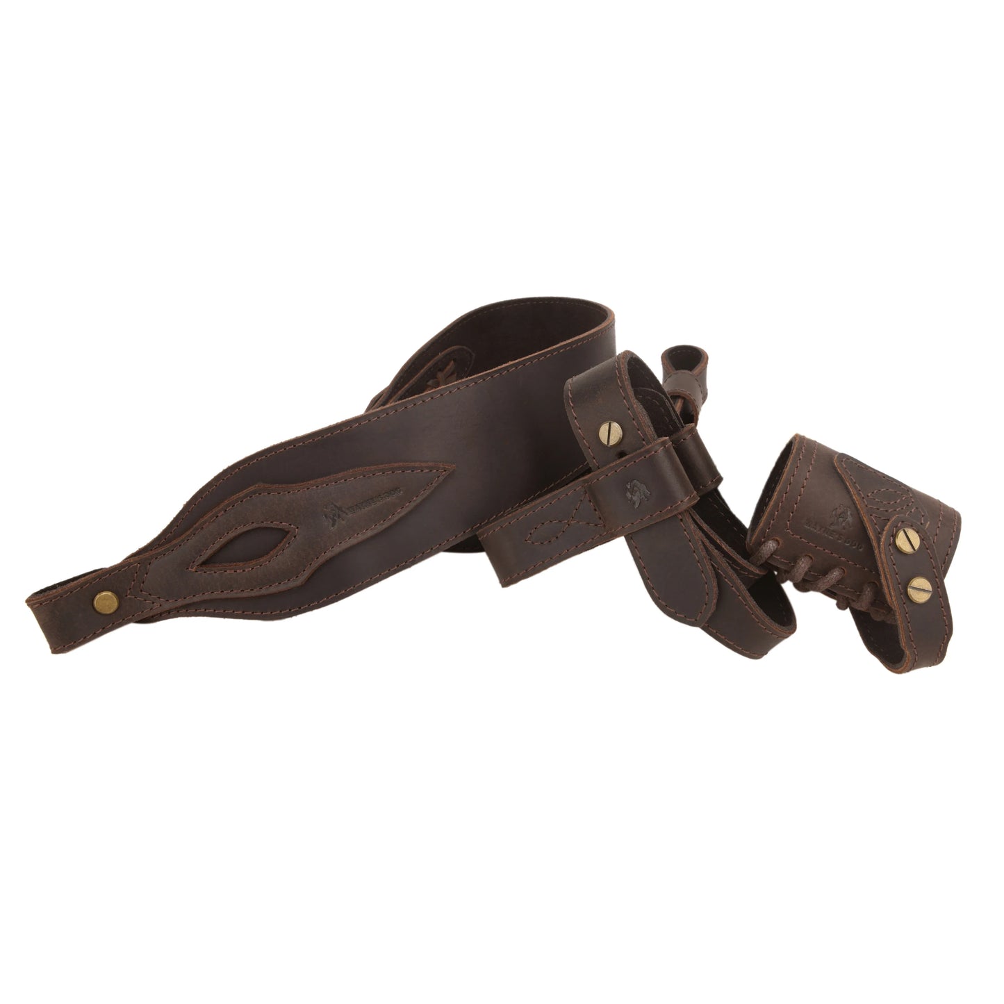 WAYNE'S DOG 1 Combo LeatherRifle Gun No Drill Harnessed Buttstock Holder with Barrel Mount with Matched Gun Sling Shoulder Strap