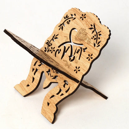 Wooden Eid Al-Fitr Islamic Bible Quran Koran Stand Holder Book Shelf Holder Eid Mubarak Decor Ramadan Kareem Decoration for Home