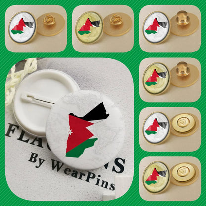 Jordan National Symbols Brooch Set – Map, Flag, Emblem & Flower Lapel Pins