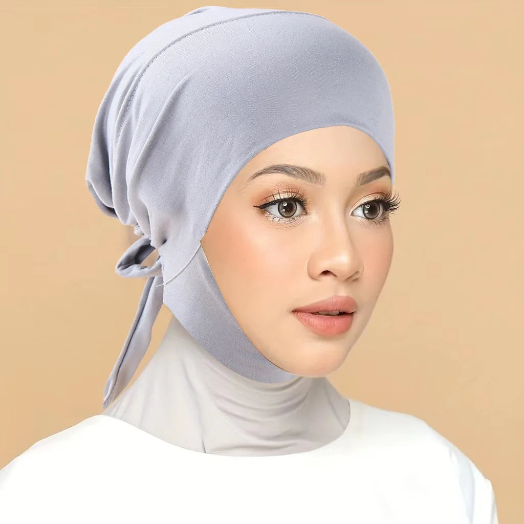Inner Cap Hijab For Women Solid Underscarf Hijab Undercap Scarf Turban Hat Islamic Muslim Hijabs Ready To Wear Headcover