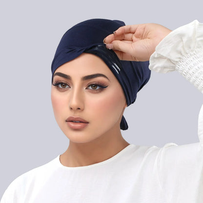New Muslim Women Non-Slip Hijab Caps Undercap Solid Color Elastic Band Beanie Hat Adjustable Bonnet Hat Inner Cap Bandana Turban