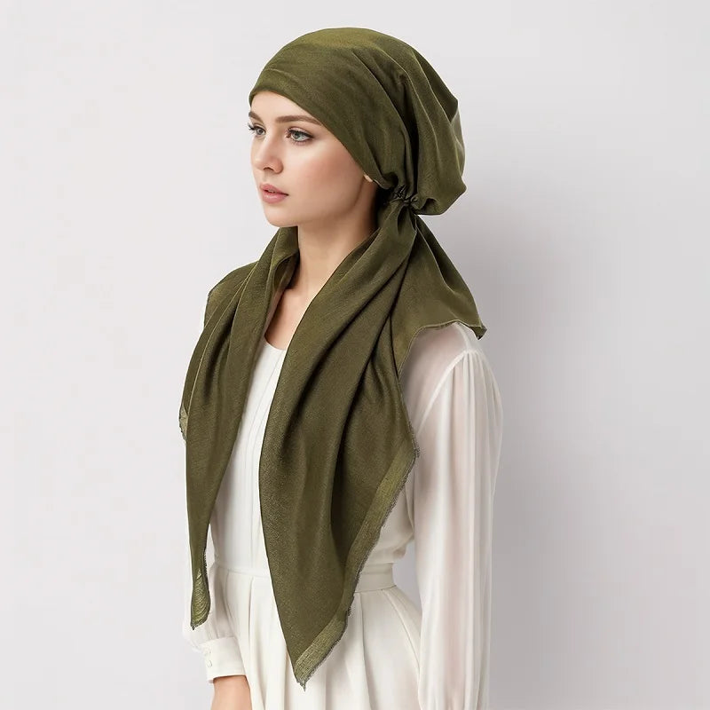 Wholesale Cotton Instant Muslim Hijab Inner Wrap Undercap Triangle Scarf Hijab Plain Islamic Turban Bonnet Soft Headband Hat