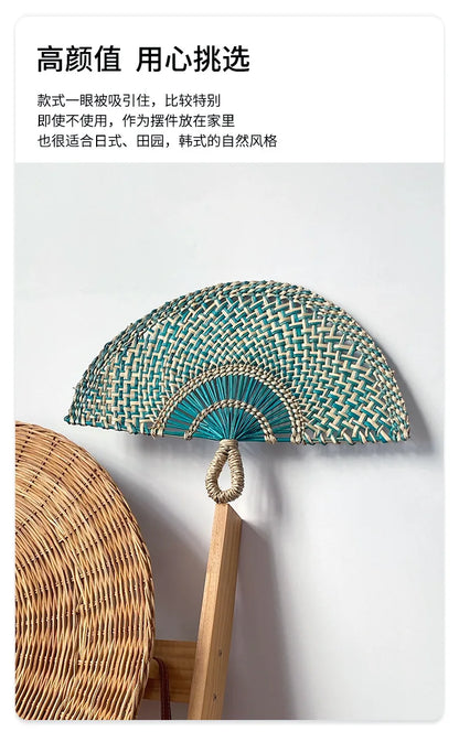 Seaweed woven Nordic hand-woven decoration home wall hanging living room porch background home wall fan pendant