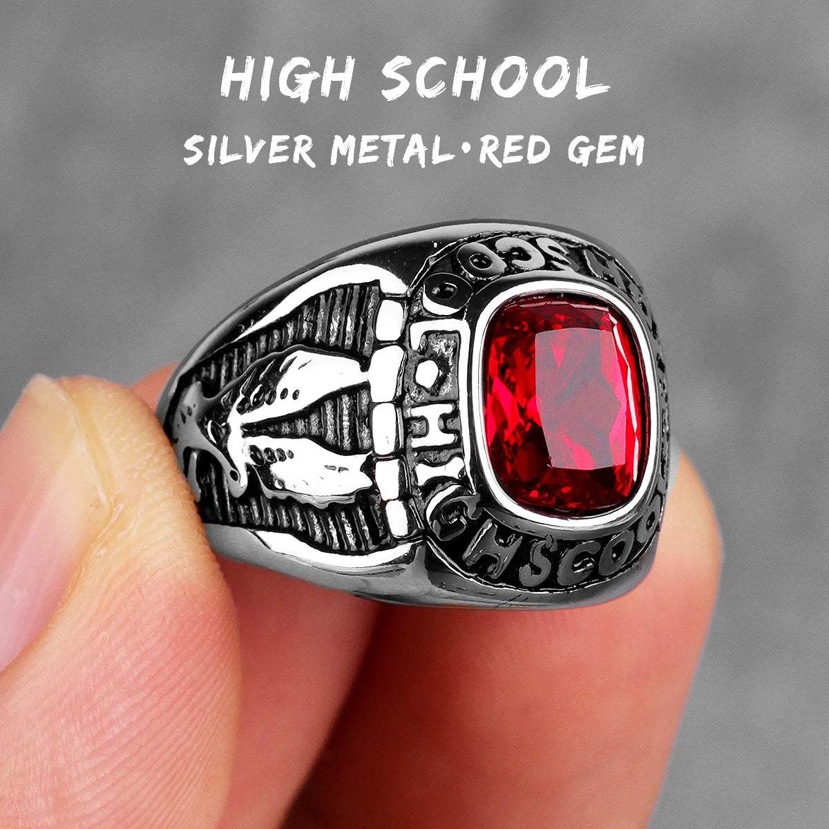 Stainless Steel Mens Rings Gold Silver Color Red Blue Rhinestone Simple Luxury for Male Boy Jewelry Creativity Gift Wholesale