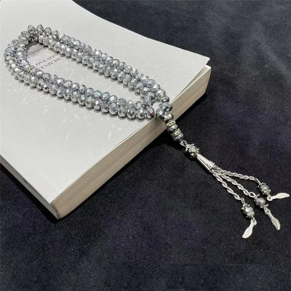 Islamic Tasbih Muslim Rosary Beads Glass 99 Prayer Rosary For Men Bracelet Natural Stone Handmade Turkey Ramadan Chains Pendant