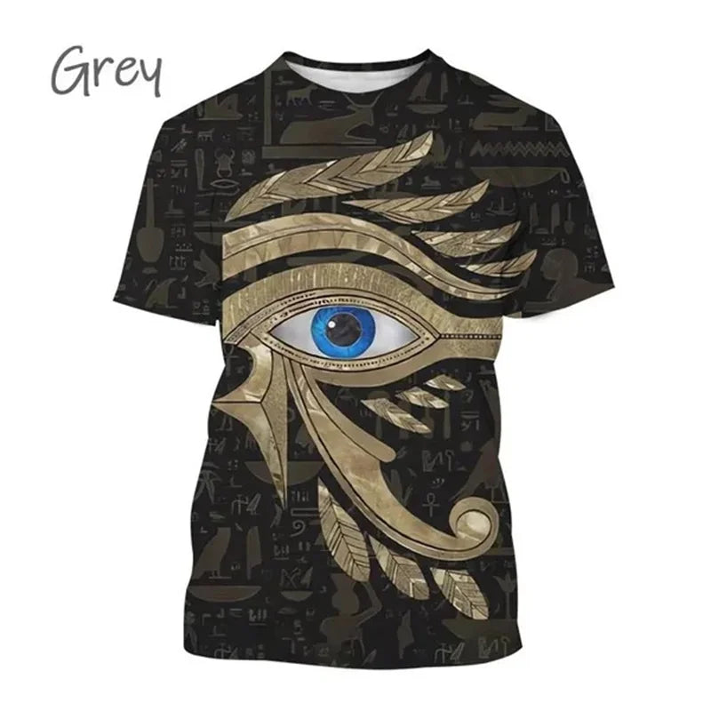 Horus Eye & Pharaoh 3D T-Shirt – Unisex Egyptian Streetwear Summer Tee