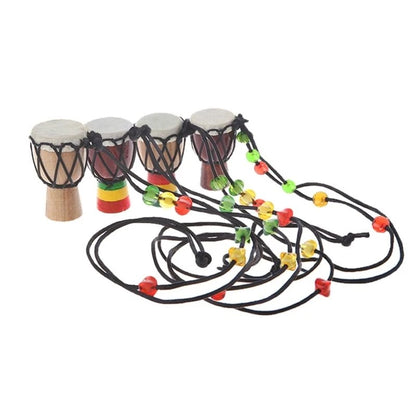 F92E Mini Djembe Percussion African Hand Drum Pendant Drummer Present for Learning Drume Beginner Starter Tool