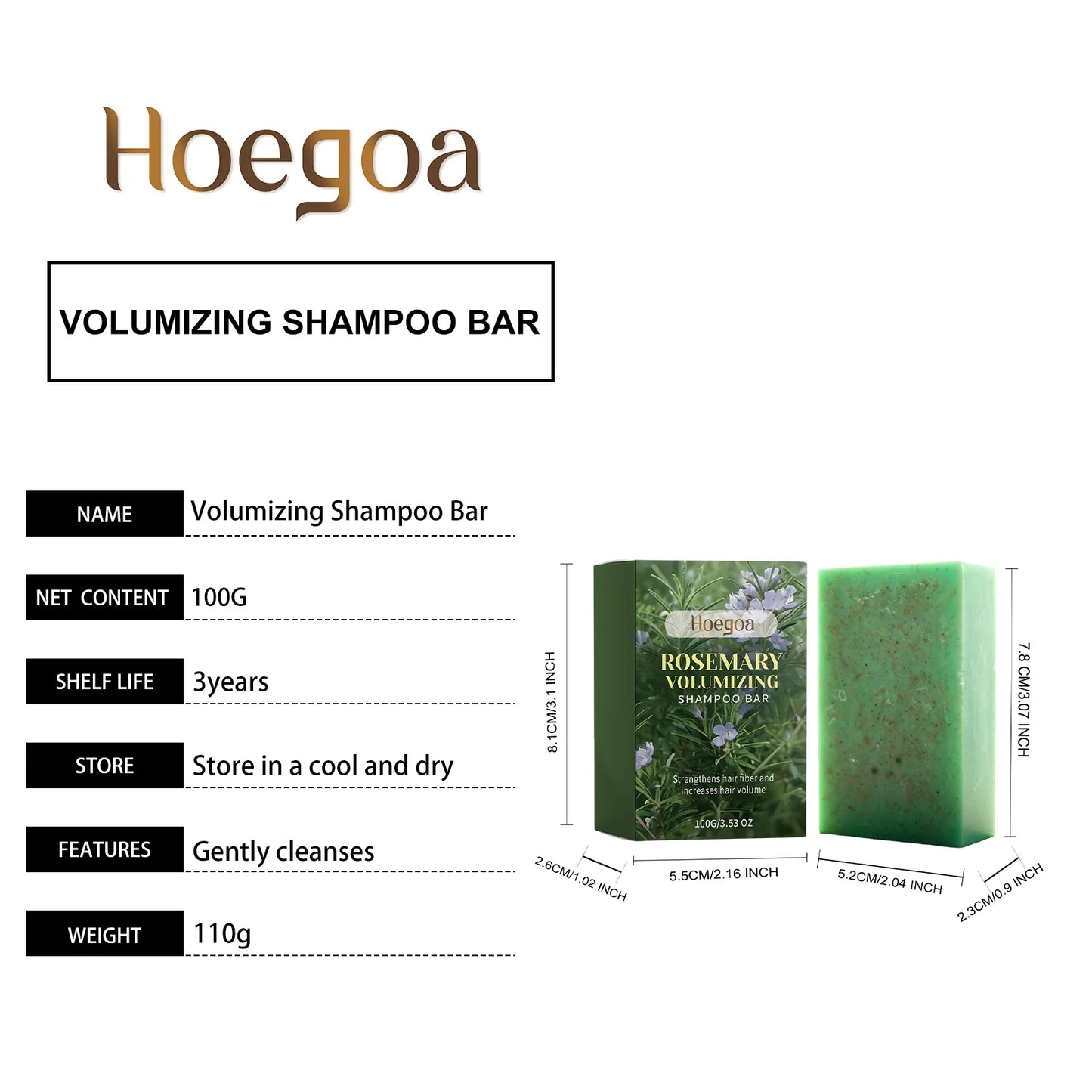 Rosemary Volumizing Shampoo Bar Natural Olive Coconut Oil Solid Soap Hair Cleansing Refreshing Smooth Lightweight Hair Care