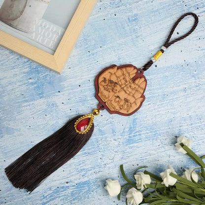 Muslim Car Hanging Ornaments Imitation Wood Car Interior Islamic Rearview Mirror Hanging Pendants Ramadan Home Room Decoration