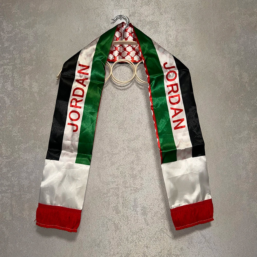 Jordan Flag Satin Scarf – 14×130cm Football Fan Banner, Custom Printed