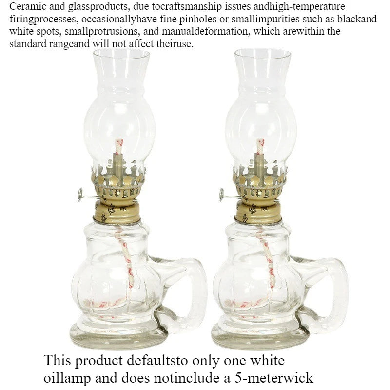 Retro Glass Oil Lamp – Windproof Kerosene Lantern, Vintage Home & Wedding Decor