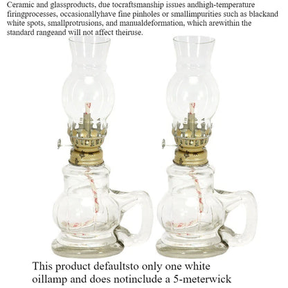 Retro Glass Oil Lamp – Windproof Kerosene Lantern, Vintage Home & Wedding Decor
