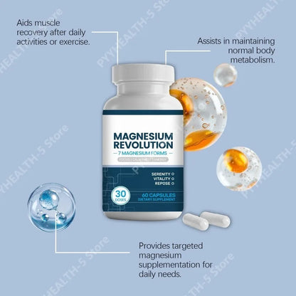 Magnesium Supplement Capsules for Support Enhance Vitality, Provide Energy Dietary Supplementation 60 Capsules