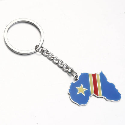 Africa Map Keychain – Stainless Steel Hip-Hop Jewelry, Morocco to South Africa