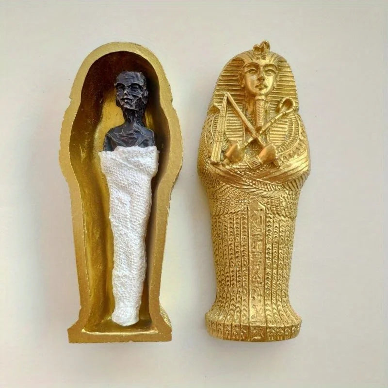 Egyptian Coffin & Mummy Miniature – Resin Collectible Art Decor