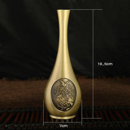 Engraved Gold Brass Vase – Metallic Centerpiece for Flowers & Home Decor