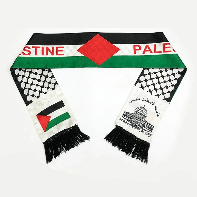 xvggdg   14*130cm   Palestine flag Custom Scarf palestine national day Scarf Printing Satin Palestinian Scarf