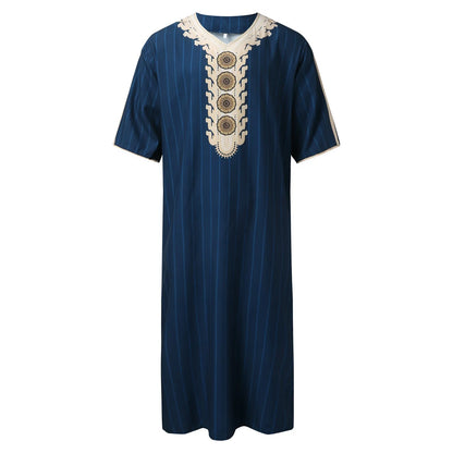 Men's Luxury Graphics Muslim Robes Arab National Loose Casual V-Neck Mid-sleeved Retro Ethnics Jumpsuit Summer M-4XL 2025 New