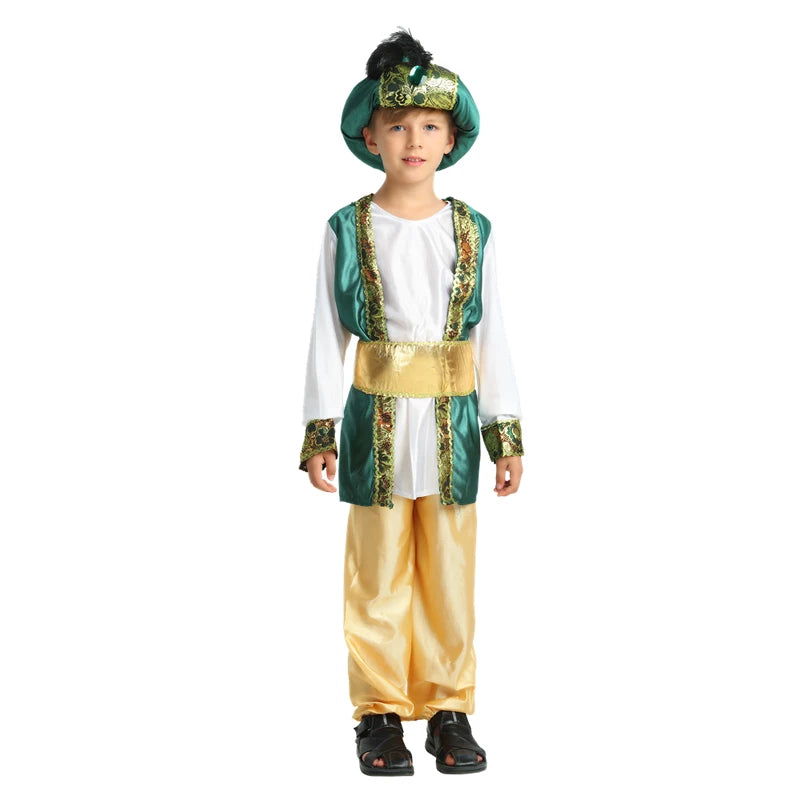 Purim halloween Party Aladdin Costumes Aladdin Lamp genie costume Adam prince Fantasia Arab Clothing boy Carnival