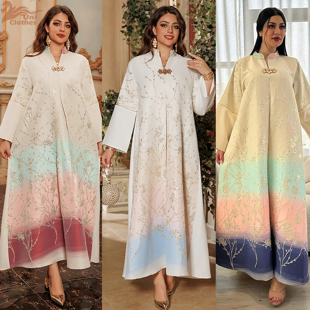 Gradient Grace – The Jacquard Homewear Kaftan for the Arab Woman in America