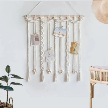 Family  Photos Tapestry Home Decor Macrame Wall Hanging with Tassel Eid Ramadan Decoration Housewarming Gift