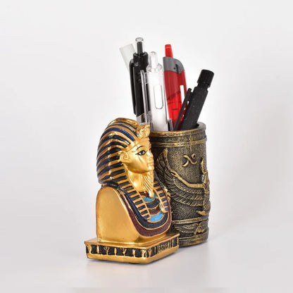 Egyptian Pharaoh Pen Holder – Creative Desktop Organizer, Home Study Decor