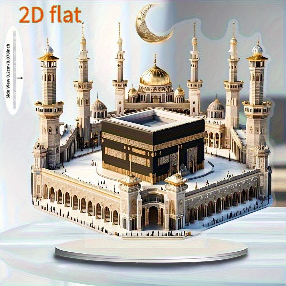 1Pcs Acrylic Mosque Model Desktop Decoration for Eid Al Fitr and Ramadan Home Decoration Desktop Party Decoration Supplies