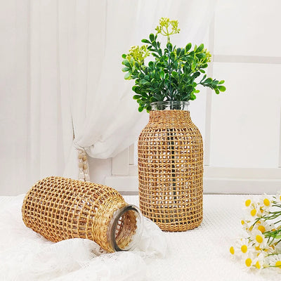 The Rattan Vase – Hand Woven Wicker Flower Pot & Centerpiece