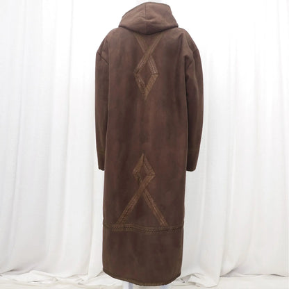 Wholesale Men's Scalp Abaya Men Winter Fur Thicken Suede Men's Robe Cardigan Bisht Muslim Coat Fleece Warm Islam Clothing