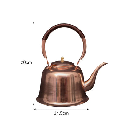 Tea Kettle 1L Copper Handmade with Ergonomic Handle Copper Teapot for Stovetop