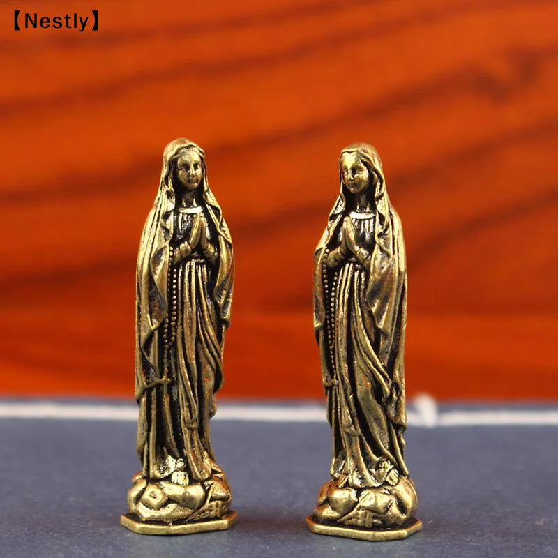 Brass Maria Figurine Pendant Brass Maria Figurine Pure Copper Vintage Virgin Mary Figurine〔Nest〕