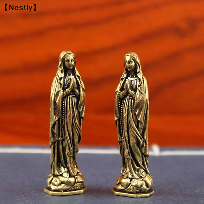 Brass Maria Figurine Pendant Brass Maria Figurine Pure Copper Vintage Virgin Mary Figurine〔Nest〕