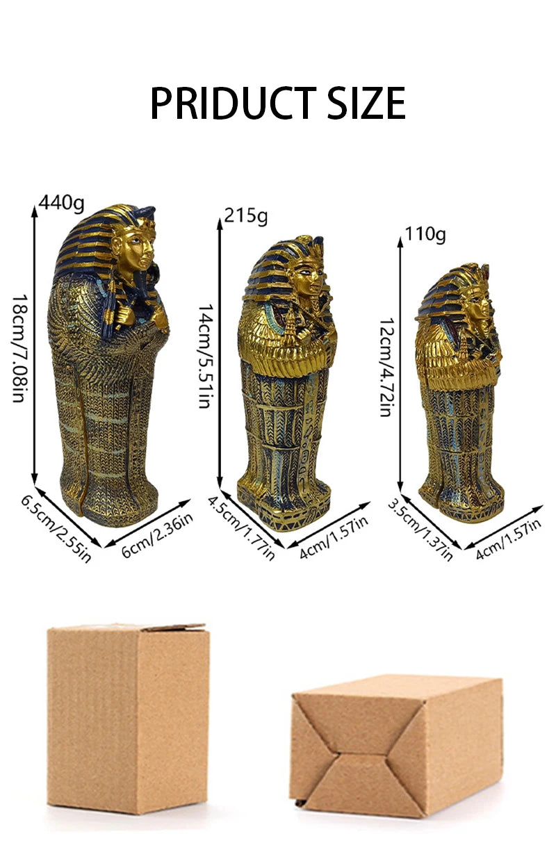 Tutankhamun Coffin & Mummy Ornament – Egyptian Pharaoh Handicraft Decor