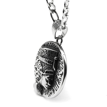 Nefertiti & Ankh Pendant – Titanium Steel Egyptian Cultural Symbol Necklace