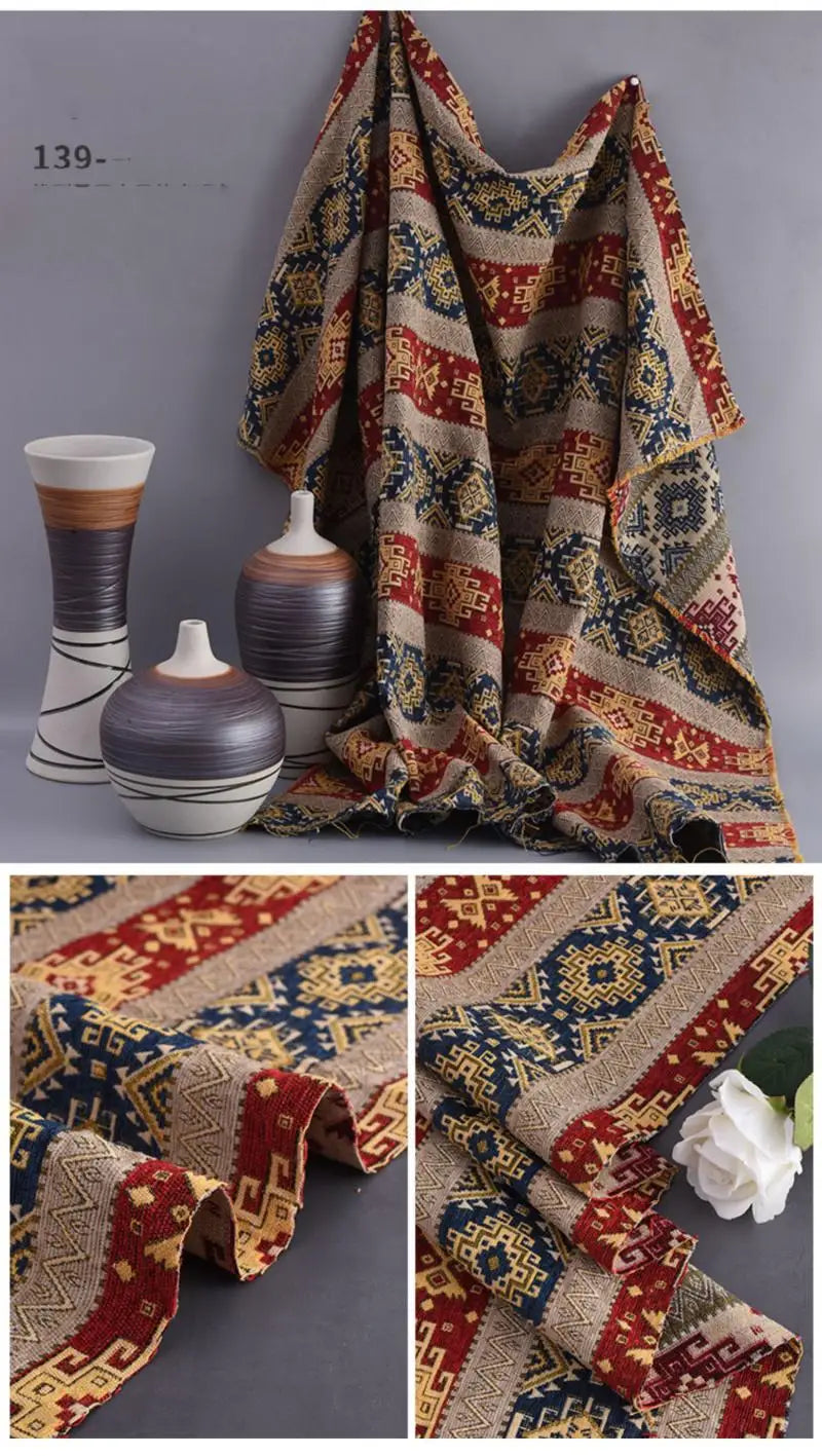 148x100cm Thickener Chenille Jacquard Sofa Fabric Cloth Stripe Luxury Anti-Slip Sofa Cover Boho Fabric Set Luggage DIY Clothing