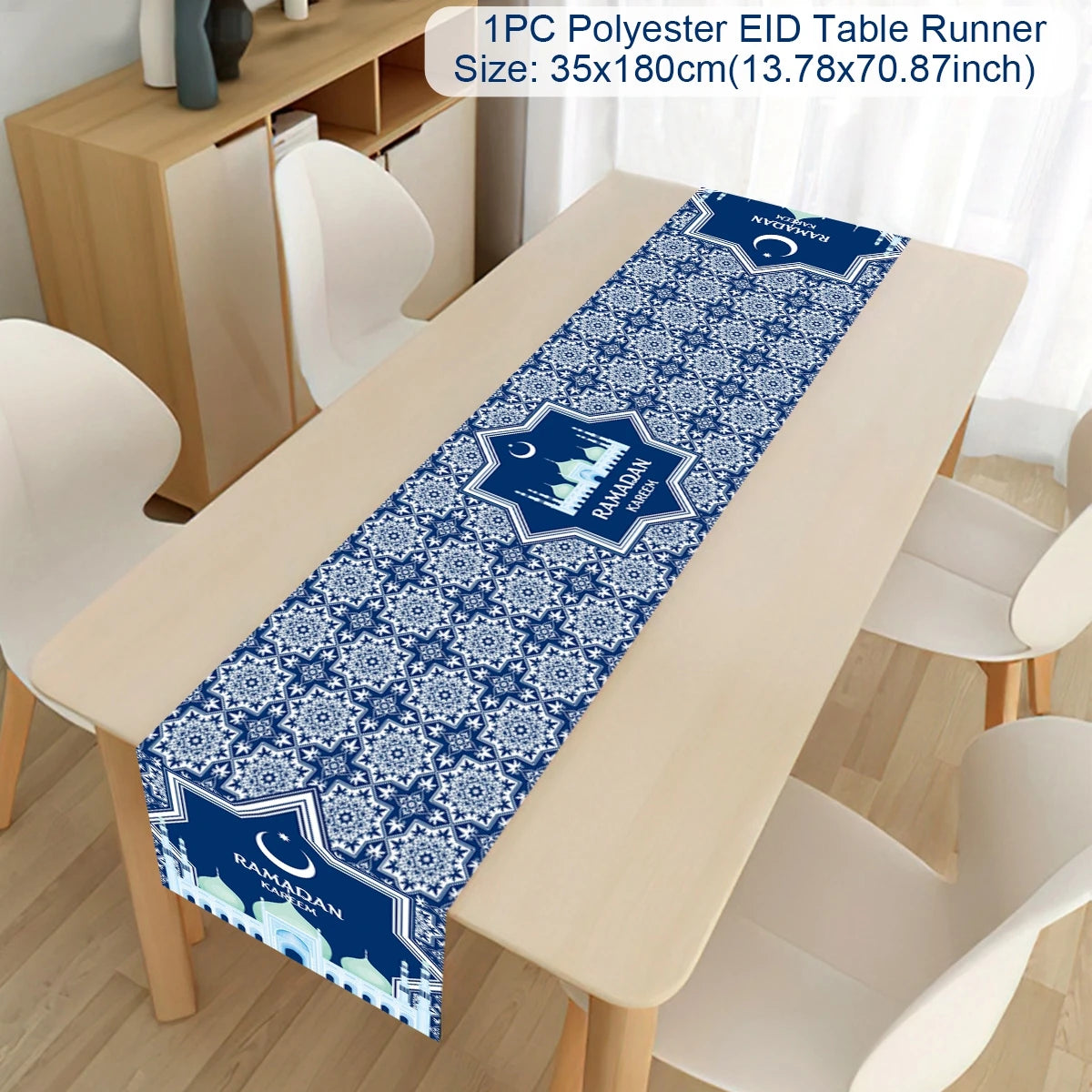 EID Mubarak Decoration Table Runner Ramadan Decor 2024 For Home Tablecloth Ramadan Kareem Islamic Muslim Party Eid Al-Fitr Gifts