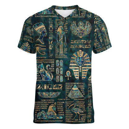 3D Pharaoh Graphic T-Shirt – Men's Egyptian History V-Neck Tee
