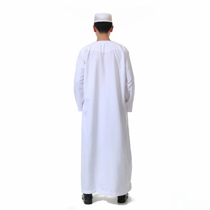 Men's Saudi Arabic Long Sleeve Robe Ramadan Muslim Dress For Men Middle East Islamic Clothing