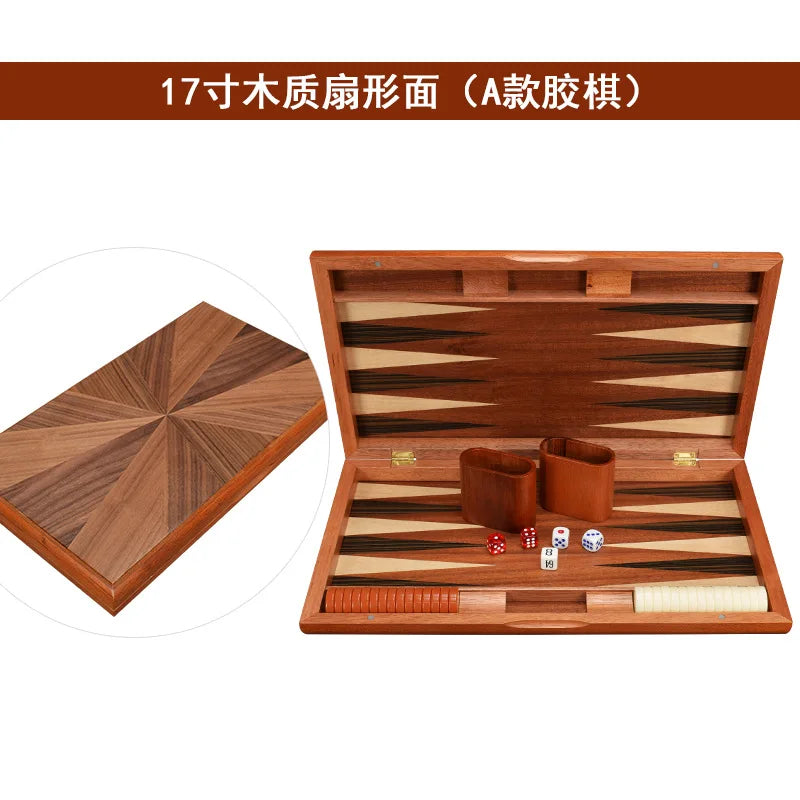 11/13/15/17/19 Inch Wooden Backgammon Set - Classic Board Game for Home & Party Entertainment