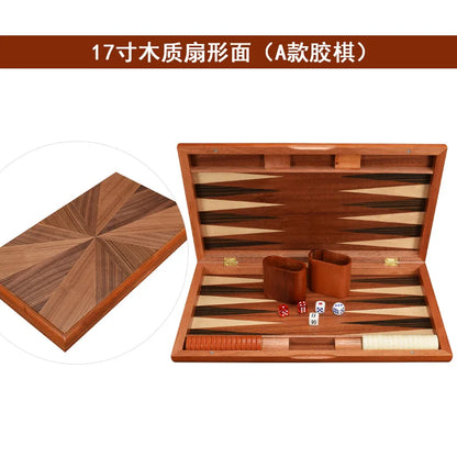 11/13/15/17/19 Inch Wooden Backgammon Set - Classic Board Game for Home & Party Entertainment
