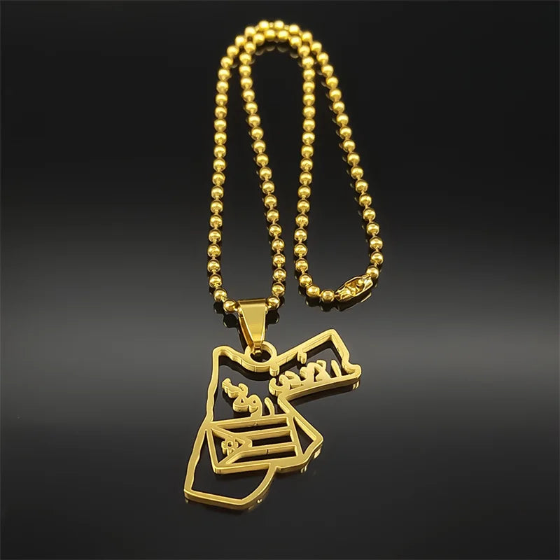 Jordan Map & Flag Pendant – Gold-Tone Stainless Steel Car & Bag Charm
