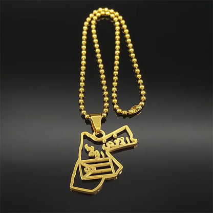 Jordan Map & Flag Pendant – Gold-Tone Stainless Steel Car & Bag Charm