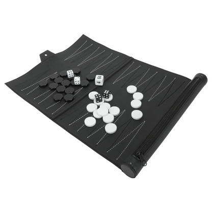 Quality Roll Up Backgammon Sets Portable Travel Board Game Set for Adults and Kids Foldable PU Classic Chess Board Roll-Up