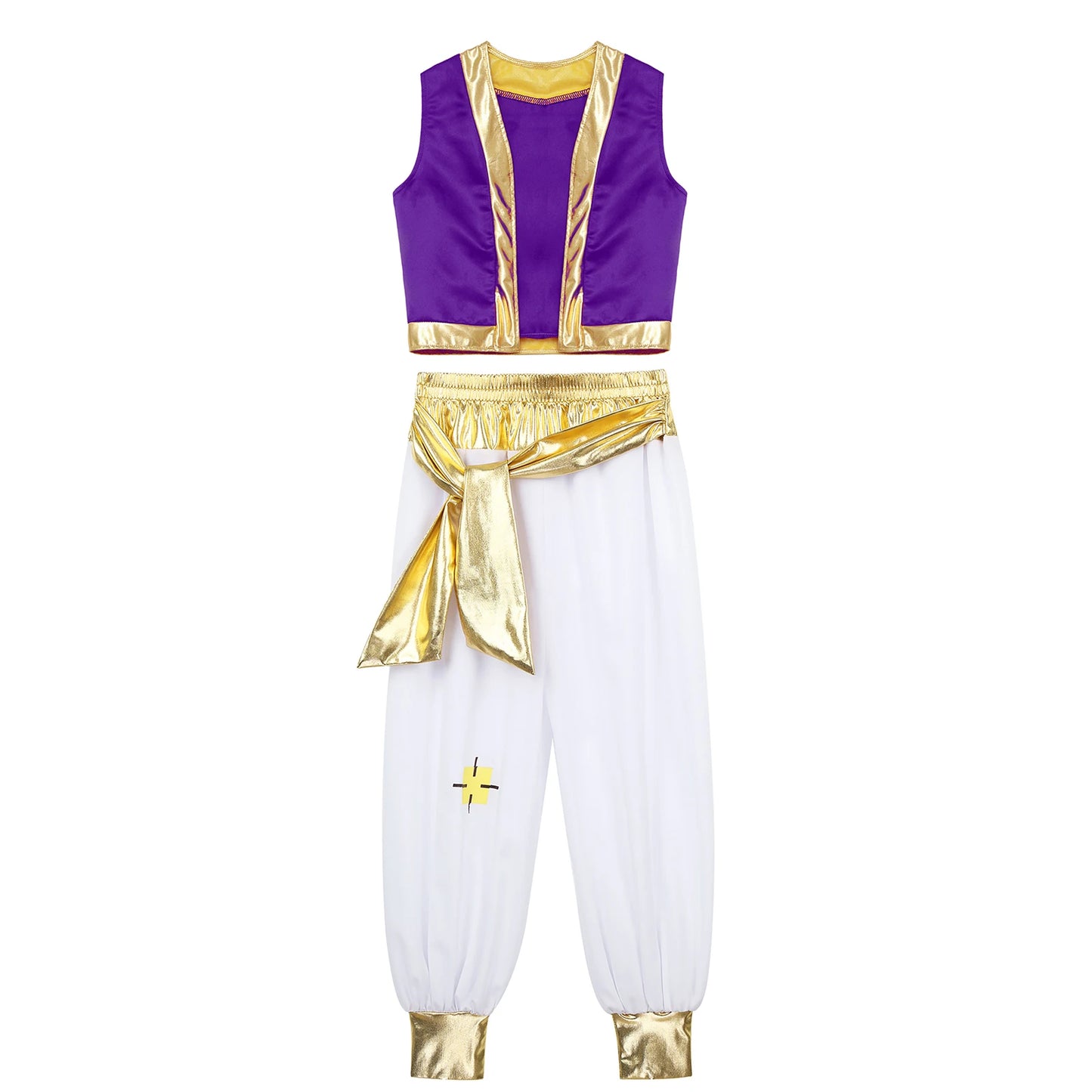 Boys Arabian Aladin Prince Cosplay Party Costume Oriental Indian King Roleplay Dress Up Outfits Loose Vest And Pants Set