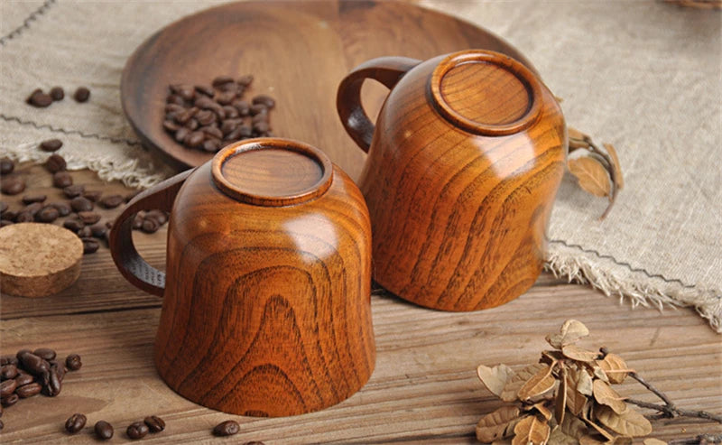Handmade Spruce Wood Cups – Natural Big Belly Mug for Tea, Coffee & Milk