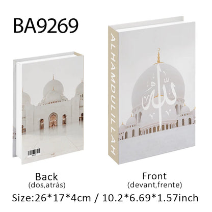 Islamic Kaaba Eid Mosque Luxury Decorative Books Storage Box Fake Book Interior Decoration Coffee Table Ornament Bedroom Decor