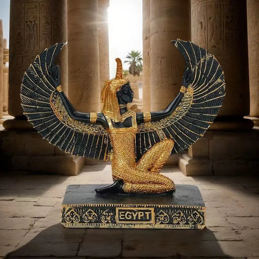 Isis Winged Goddess Resin Figurine – Egyptian Handicraft, Mother of Horus Decor